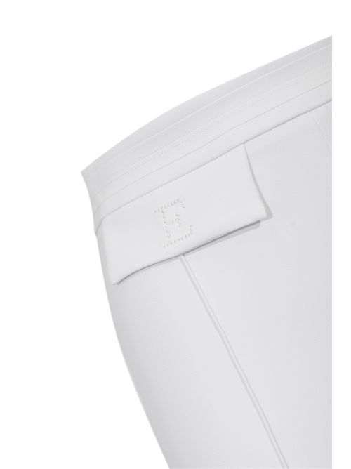 Pantaloni in doppio crêpe stretch con logo ricamato Avorio Elisabetta Franchi | PA17161E2360